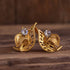 Gold toned clip-on Rhinestone earrings - Gold Flower Earrings